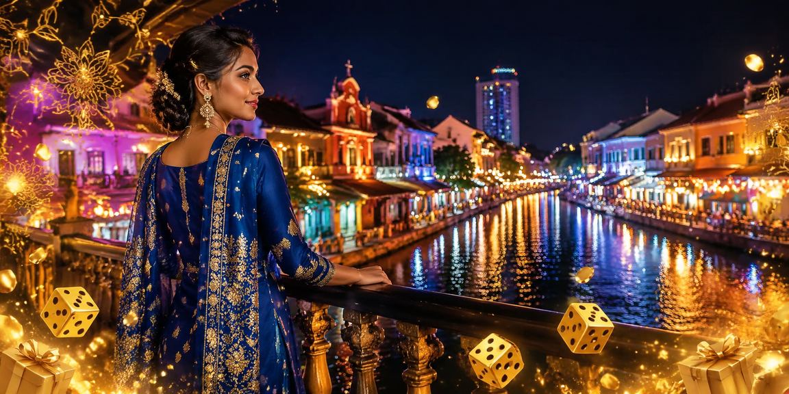 Permainan dadu tradisional di Melaka dengan pemain berbaju kurung dalam suasana perayaan